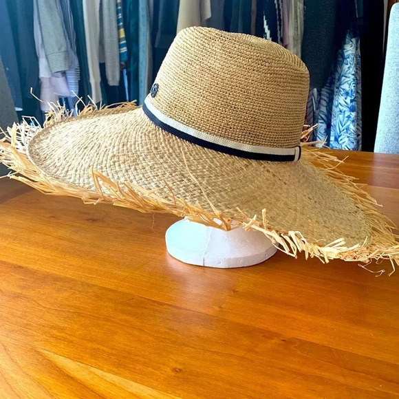 Like new in box MAISON MICHEL Paris Big Kate 20SS crochet straw hat size m - Picture 1 of 9